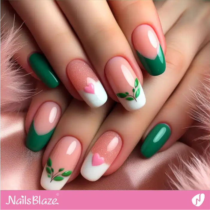 Peach Fuzz Nails with Hearts and Leaves | Color of the Year 2024 - NB1898